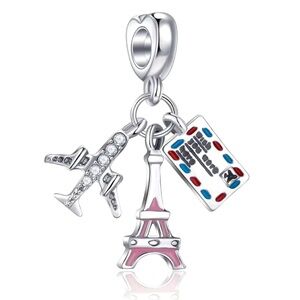 Travel/Vacation Themed Charm With Eiffel Tower
